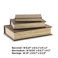 Jolly Decor Storage Book Box Set of 3, Brown Cover, Black Velvet Lining  - BM318597