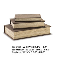 Jolly Decor Storage Book Box Set of 3, Brown Cover, Black Velvet Lining  - BM318597
