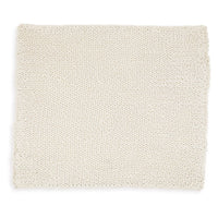 Deme Throw Blanket Set of 3, Hand Knitted Soft Chunky Chenille, Ivory White  - BM318614