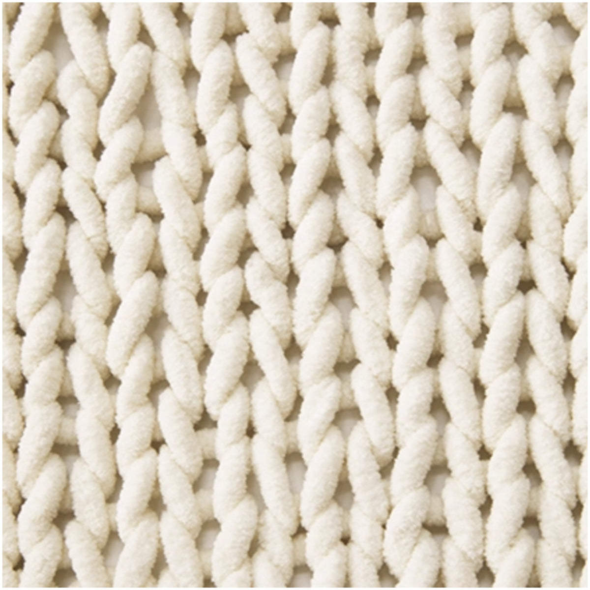 Deme Throw Blanket Set of 3, Hand Knitted Soft Chunky Chenille, Ivory White  - BM318614