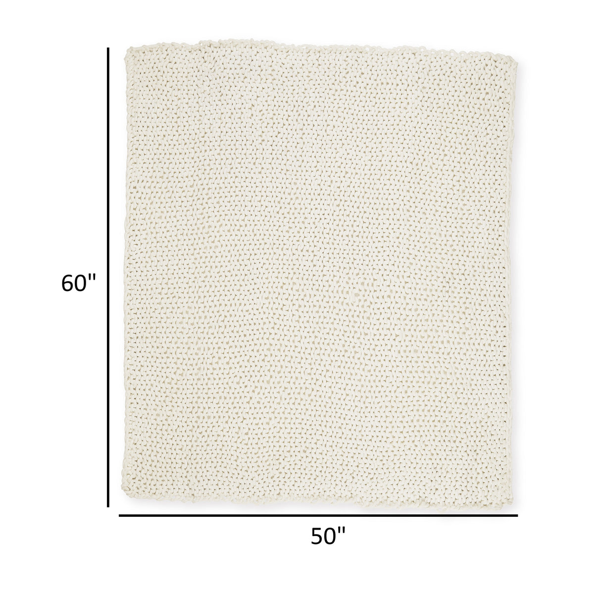 Deme Throw Blanket Set of 3, Hand Knitted Soft Chunky Chenille, Ivory White  - BM318614