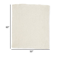 Deme Throw Blanket Set of 3, Hand Knitted Soft Chunky Chenille, Ivory White  - BM318614