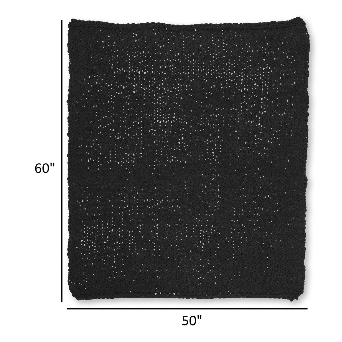 Deon Throw Blanket Set of 3, Hand Knitted Soft Chenille, Black Finish  - BM318615