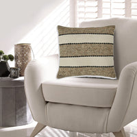 Fordy 20 Inch Decorative Throw Pillow Set of 4, Woven Stripes, Ivory, Tan - BM318617