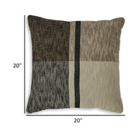 Tena 20 Inch Accent Pillow Set of 4, Square Plaid Pattern, Tan, Black White - BM318618