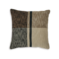 Tena 20 Inch Accent Pillow Set of 4, Square Plaid Pattern, Tan, Black White - BM318618