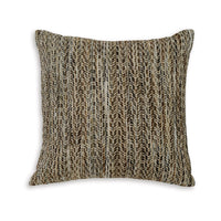 Nera 20 Inch Accent Pillow Set of 4, Distressed Chevron Pattern, Tan Black  - BM318620