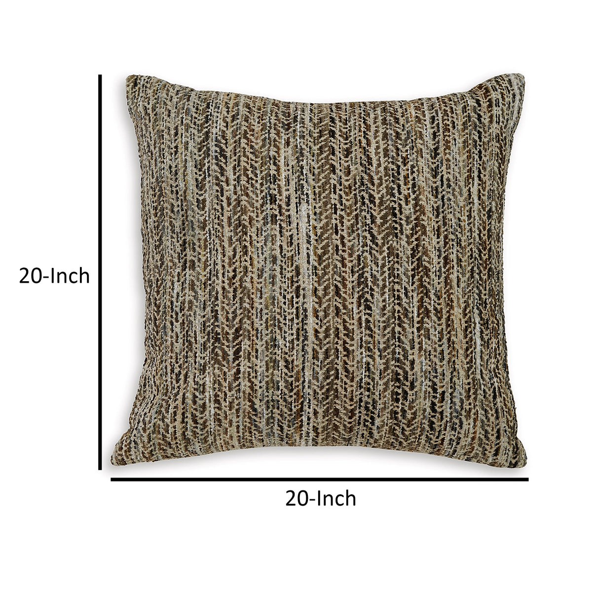 Nera 20 Inch Accent Pillow Set of 4, Distressed Chevron Pattern, Tan Black  - BM318620
