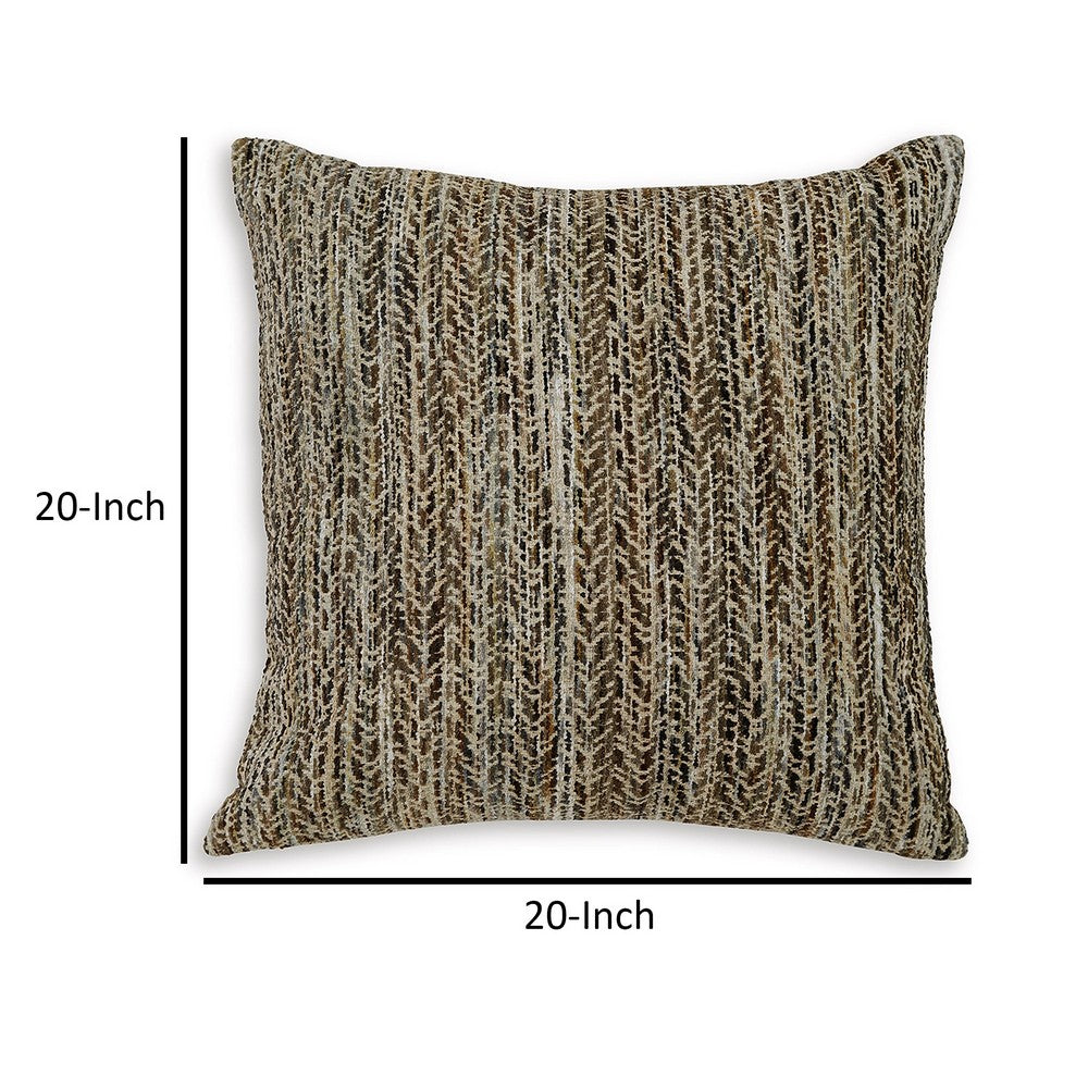 Nera 20 Inch Accent Pillow Set of 4, Distressed Chevron Pattern, Tan Black  - BM318620