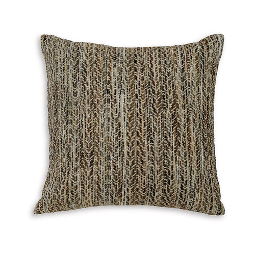 Nera 20 Inch Accent Pillow Set of 4, Distressed Chevron Pattern, Tan Black  - BM318620