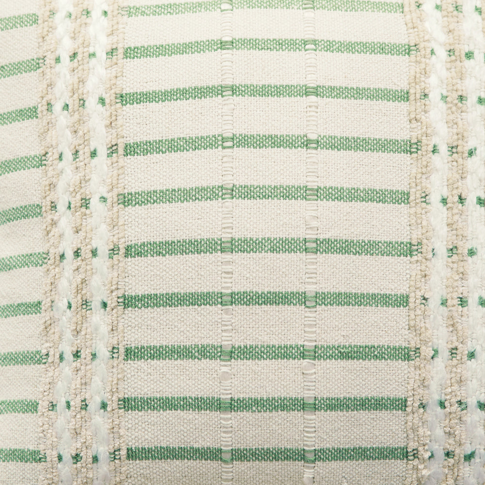 Tony 20 Inch Throw Pillow Set of 4, Striped Design, White and Green Cotton - BM318621