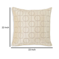 Kyla 22 Inch Accent Pillow Set of 4, Embroidered Geometric Pattern, Cream - BM318622