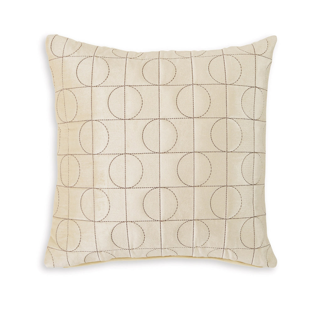 Kyla 22 Inch Accent Pillow Set of 4, Embroidered Geometric Pattern, Cream - BM318622