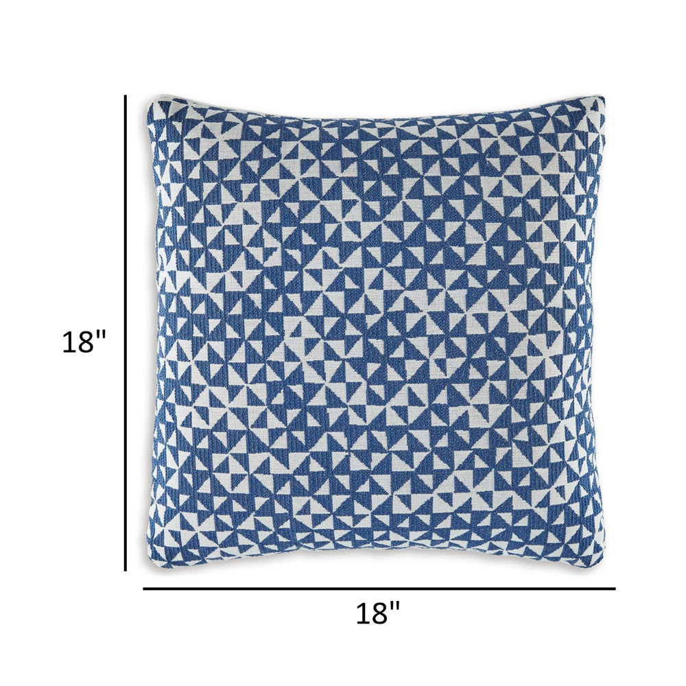 Coel 18 Inch Accent Pillow Set of 4, Indoor Outdoor Woven Geometric, Blue - BM318623