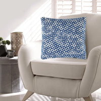 Coel 18 Inch Accent Pillow Set of 4, Indoor Outdoor Woven Geometric, Blue - BM318623