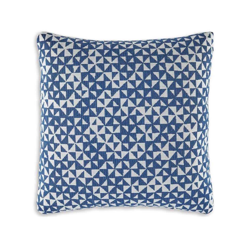 Coel 18 Inch Accent Pillow Set of 4, Indoor Outdoor Woven Geometric, Blue - BM318623