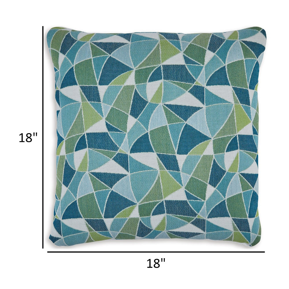 Sery 18 Inch Accent Pillow Set of 4, Indoor Outdoor Woven Geometric, Blue - BM318625