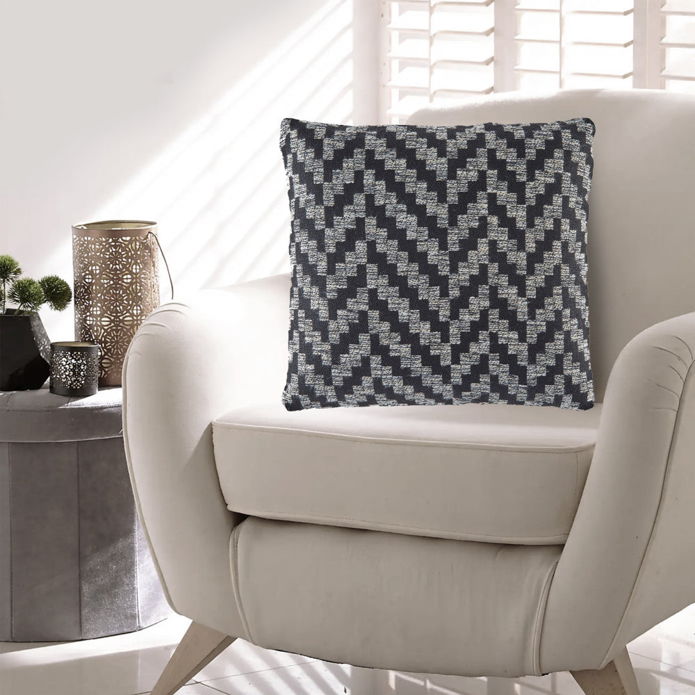 Loey Accent Pillow Set of 4, Indoor Outdoor Chevron, Black Gray Polyester - BM318627