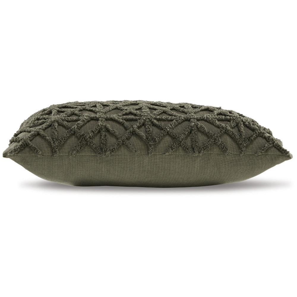 Lumbar Pillow Set of 4, 14 x 22 Soft Cotton, Diamond Tufted Gray Green - BM318634