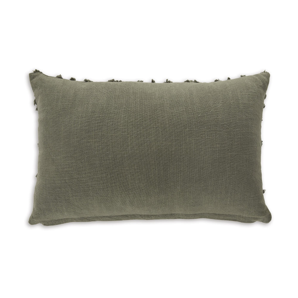 Lumbar Pillow Set of 4, 14 x 22 Soft Cotton, Diamond Tufted Gray Green - BM318634