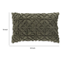 Lumbar Pillow Set of 4, 14 x 22 Soft Cotton, Diamond Tufted Gray Green - BM318634