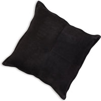 Throw Pillow Set of 4, 20 Inch, Black Patchwork Faux Leather, Straight Edge - BM318635