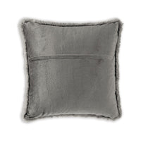 Difi Throw Pillow Set of 4, 20 Inch, Faux Rabbit Fur Face, Gray Polyester - BM318637