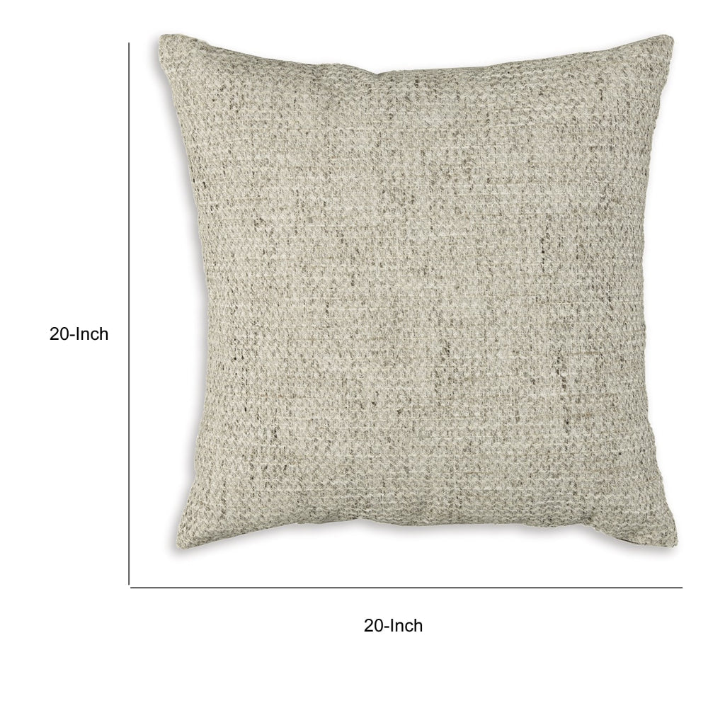 Throw Pillow Set of 4, 20 Inch, Woven Gray Design, Straight Edge, Polyester - BM318638