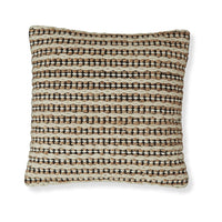 Throw Pillow Set of 4, 20 Inch, Cotton, Woven Striped Design, Beige, Black - BM318642