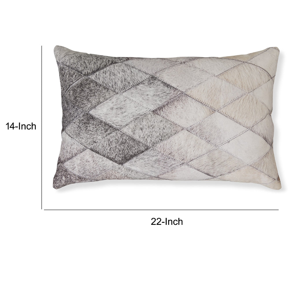 Lumbar Throw Pillow Set of 4, 14 x 22 Diamond Pattern, Gray and White Blend - BM318643