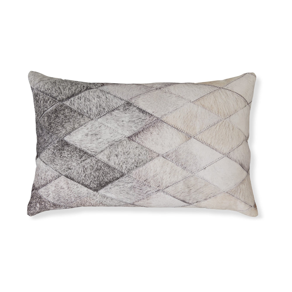 Lumbar Throw Pillow Set of 4, 14 x 22 Diamond Pattern, Gray and White Blend - BM318643