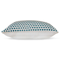 Bao Throw Pillow Set of 4, 20 Inch, Cotton, Teal Dots Design over White - BM318644