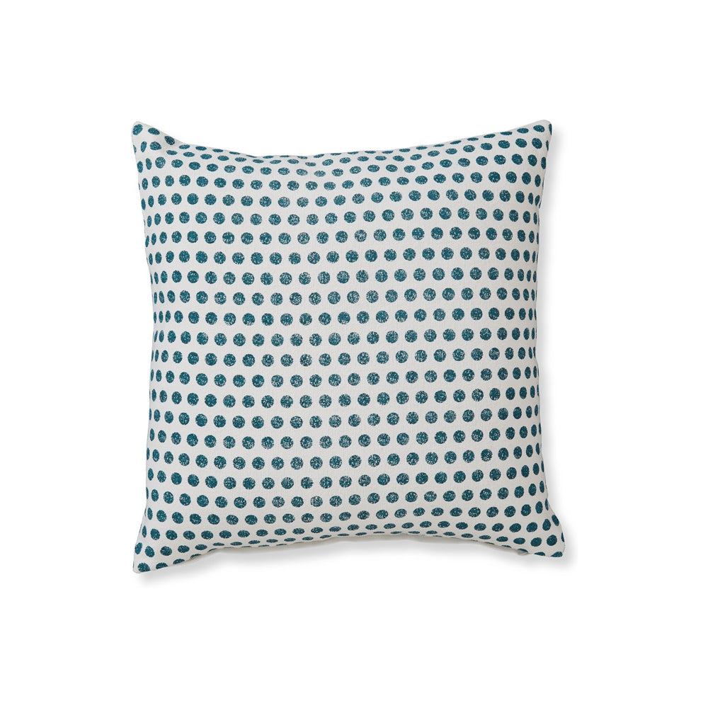 Bao Throw Pillow Set of 4, 20 Inch, Cotton, Teal Dots Design over White - BM318644