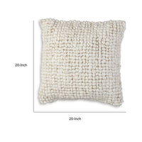 Throw Pillow Set of 4, 20 Inch, Modern Looped Design, Soft White Cotton - BM318646