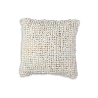 Throw Pillow Set of 4, 20 Inch, Modern Looped Design, Soft White Cotton - BM318646