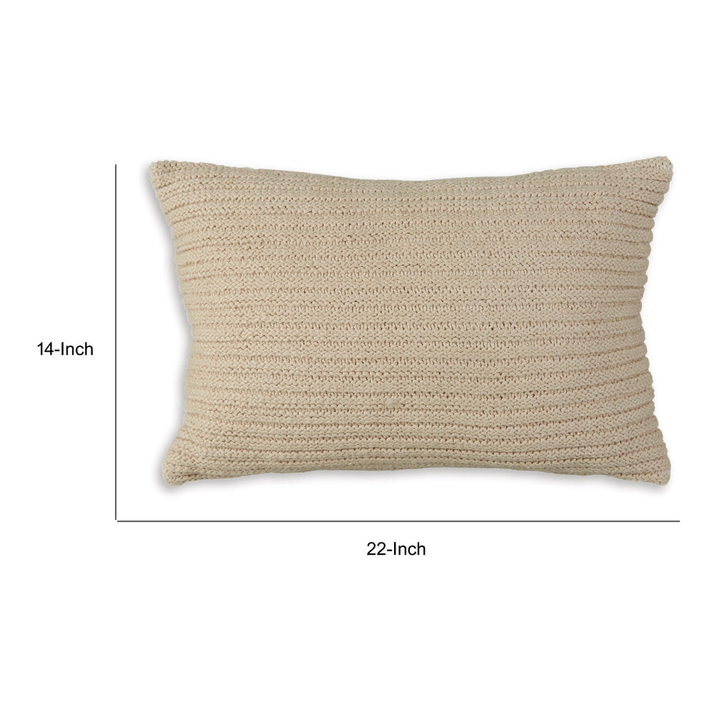 Lumbar Throw Pillow Set of 4, 14 x 22, Polyfill Textured Light Brown Cotton - BM318647