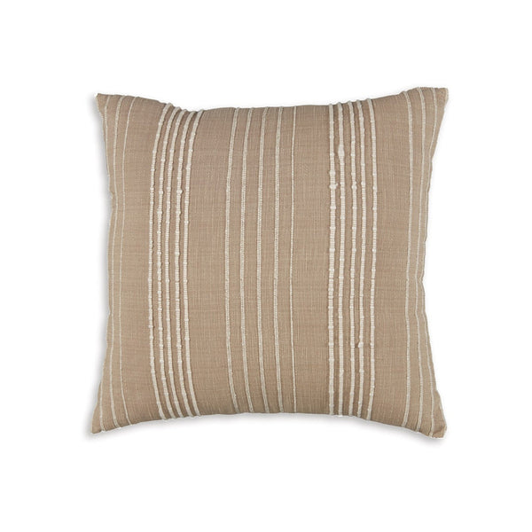 Throw Pillow Set of 4, 20 Inch Square, Cotton, White Stripes, Brown - BM318648