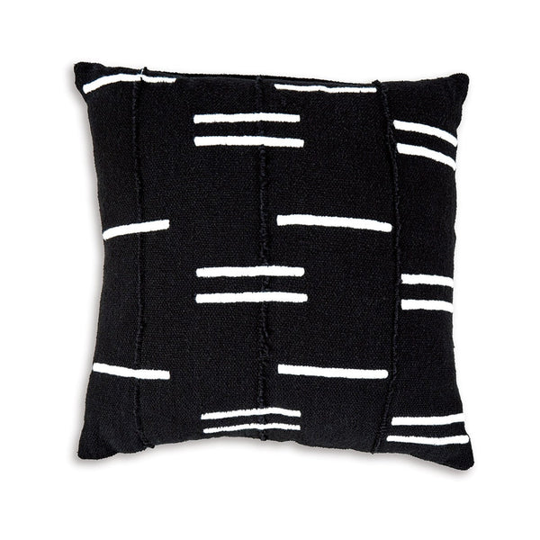 Throw Pillow Set of 4, 20 Inch, Cotton, White Patchwork, Crisp Black - BM318653