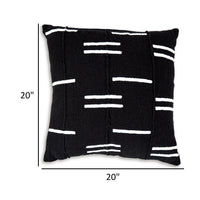 Throw Pillow Set of 4, 20 Inch, Cotton, White Patchwork, Crisp Black - BM318653