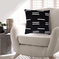 Throw Pillow Set of 4, 20 Inch, Cotton, White Patchwork, Crisp Black - BM318653