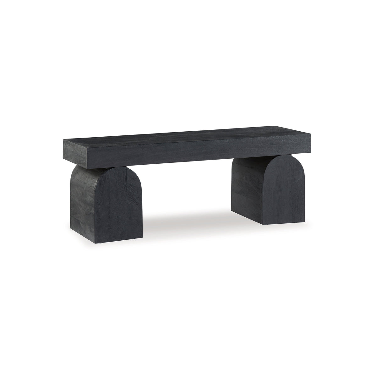 Accent Bench, 50 Inch, Oversized Sandblasted Effect, Black Solid Wood  - BM318655