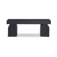 Accent Bench, 50 Inch, Oversized Sandblasted Effect, Black Solid Wood  - BM318655