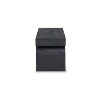 Accent Bench, 50 Inch, Oversized Sandblasted Effect, Black Solid Wood  - BM318655