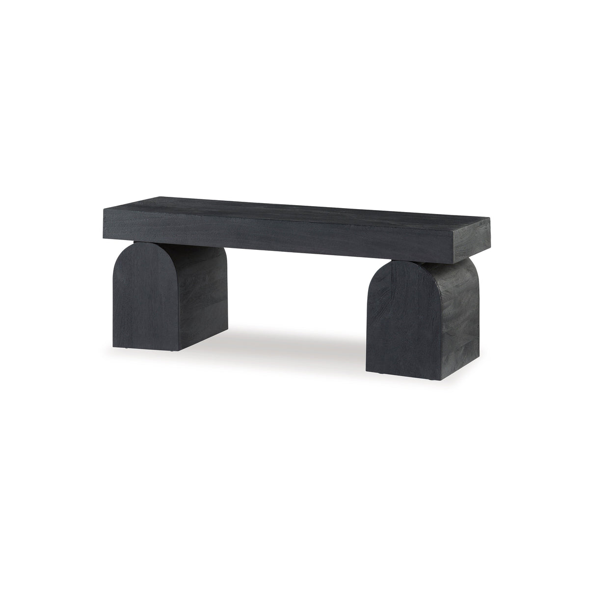 Accent Bench, 50 Inch, Oversized Sandblasted Effect, Black Solid Wood  - BM318655