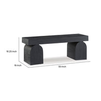 Accent Bench, 50 Inch, Oversized Sandblasted Effect, Black Solid Wood  - BM318655