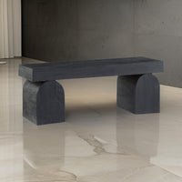 Accent Bench, 50 Inch, Oversized Sandblasted Effect, Black Solid Wood  - BM318655
