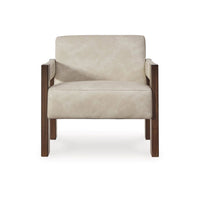 Live Accent Chair, Cushioned Seat, White Faux Leather, Espresso Brown Wood - BM318658