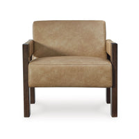 Live Accent Chair, Cushioned Seat, Brown Faux Leather, Espresso Brown Wood - BM318659