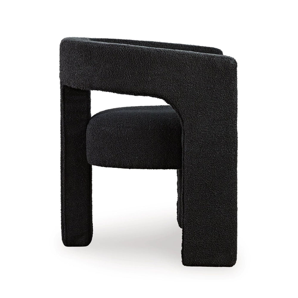 Sovi Accent Chair, Cushioned Seat, Barrel Back with Cutout Design, Black - BM318662