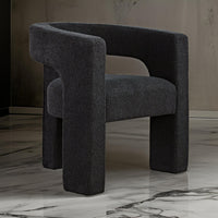 Sovi Accent Chair, Cushioned Seat, Barrel Back with Cutout Design, Black - BM318662